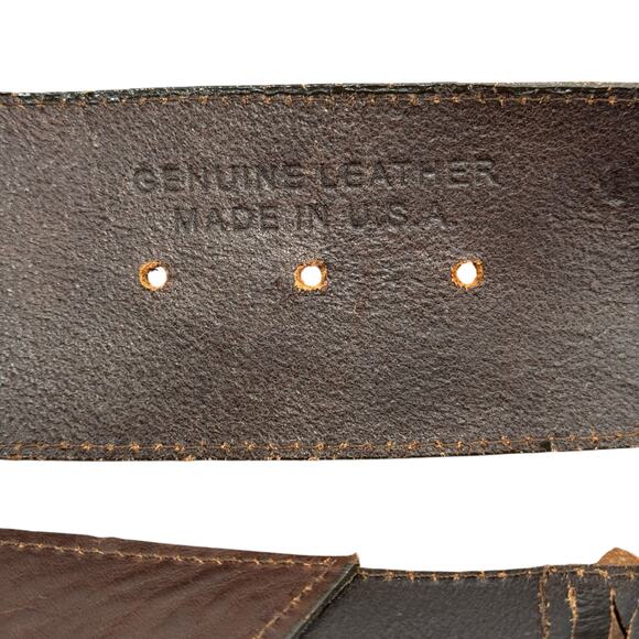 Avignon Leather Belt Vintage Womens L Brown Woven Wide Boho Festival Artisan 70s - Picture 9 of 11